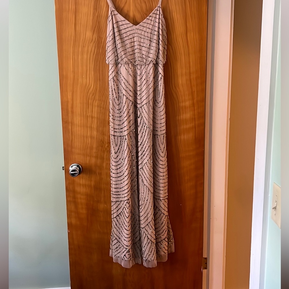 Adrianna Papell Blush Blouson Gown in Taupe/Pink
